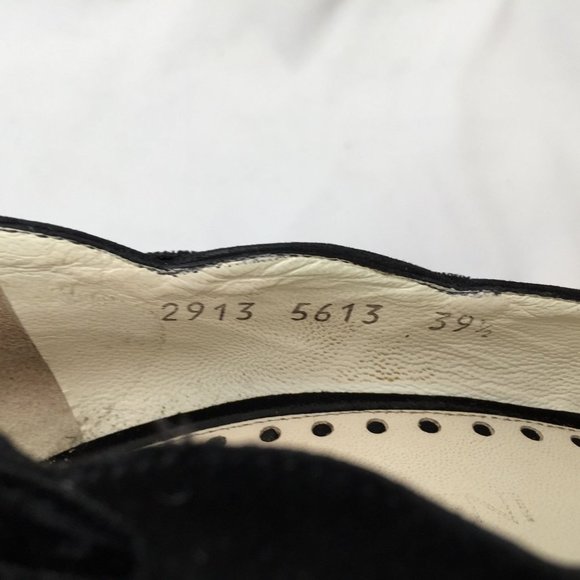 YSL Yves Saint Laurent Suede Leather Heels Size 39.5 Scallop Edge Pumps Womens - Picture 10 of 12